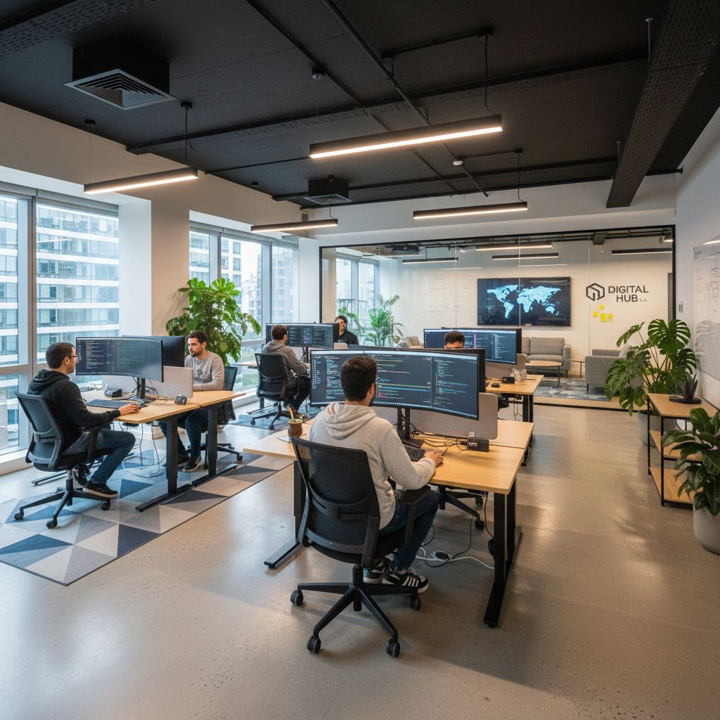 Desarrollador programando software